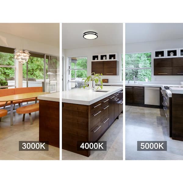 18 in. Winslow Natural Iron Integrated Selectable CCT LED Round Ceiling Light Flush Mount