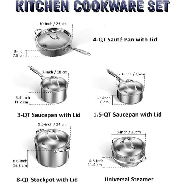 Multi-Ply Clad 10- Piece Stainless Steel Cookware Set