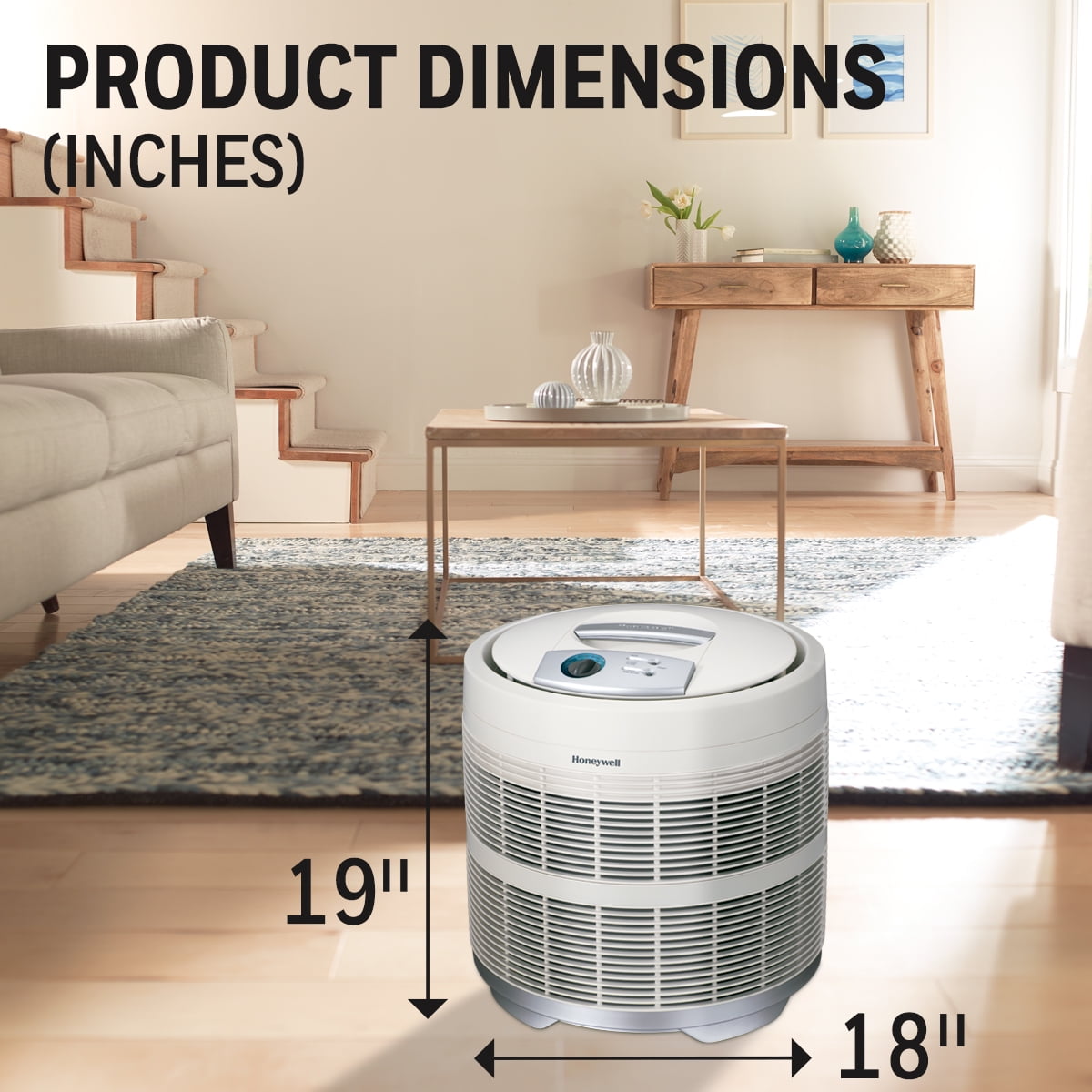 Honeywell Allergen Plus HEPA Air Purifier Allergen Reducer 390 sq ft Wildfire/Smoke, Pollen, Pet Dander, White, 50250-S