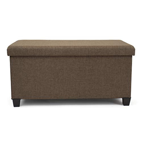 Humble Crew Rectangular Brown Storage Fabric Ottoman Bench