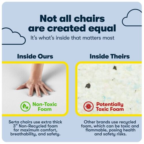 Serta Essentials Armless Task Chair Faux Leather and Mesh Cream