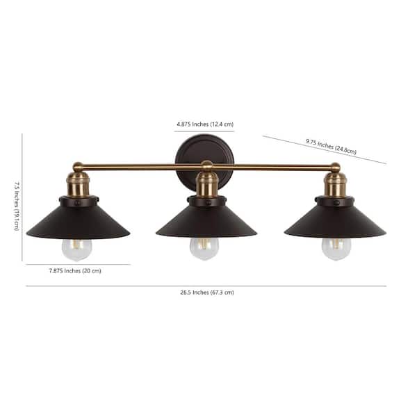 July 26.5 in. 3-Light Oil Rubbed Bronze/Brass Gold Metal Vanity Light