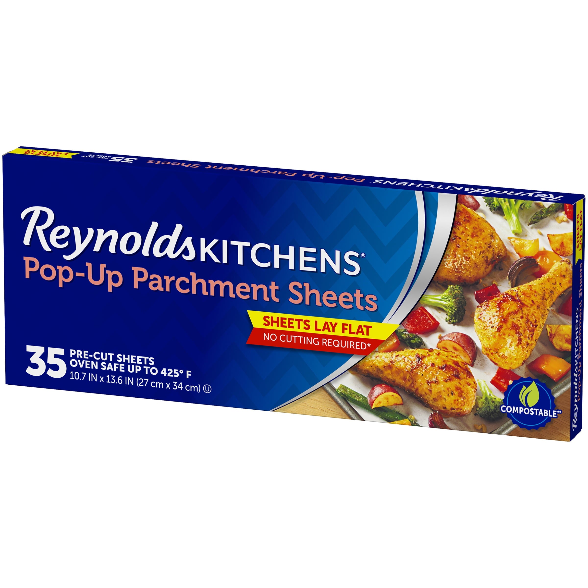Reynolds Kitchens Pop-Up Parchment Paper Sheets, 10.7x13.6 Inch, 35 Count