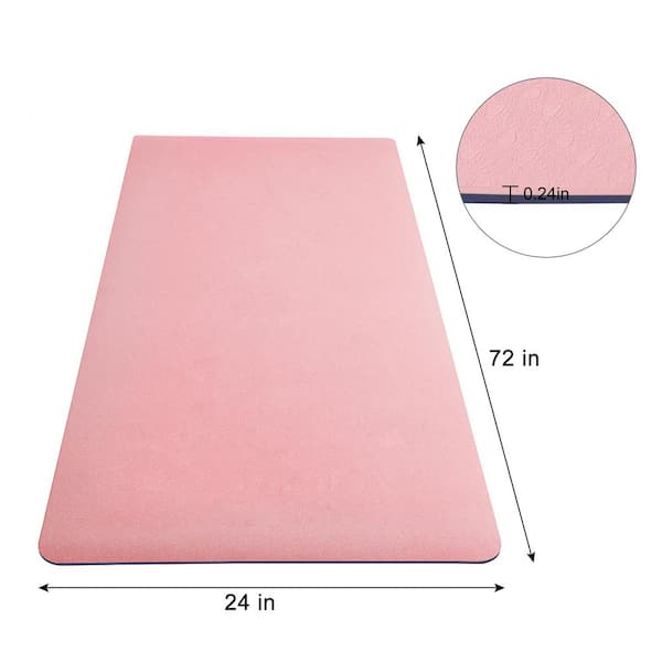 Pink High Density TPE Yoga Mat 72 in. L x 24 in. W x 0.24 in. Pilates Exercise Mat Non Slip (12 sq. ft.)