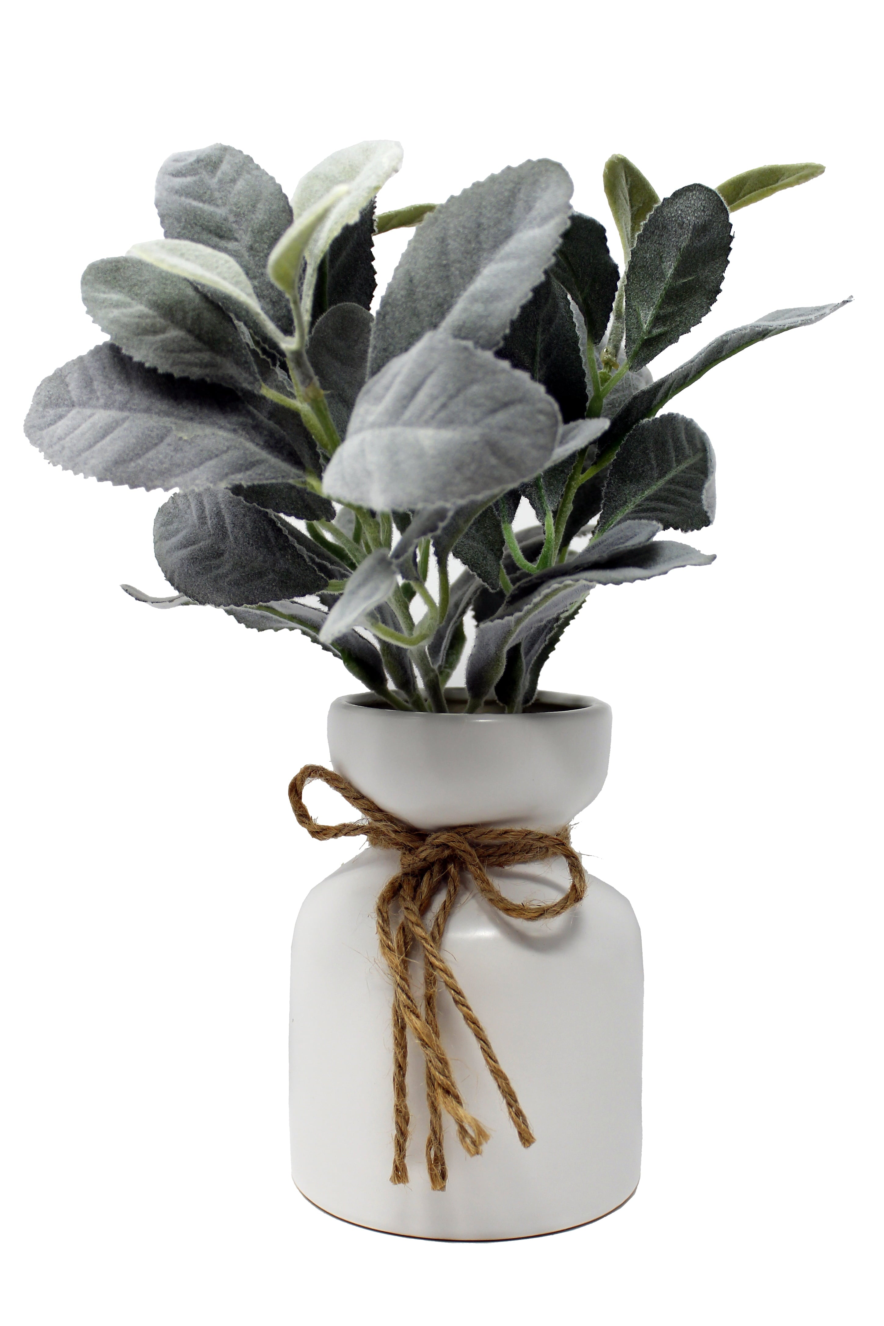 Mainstays Artificial Lamb's Ear in White Ceramic Pot (11.5