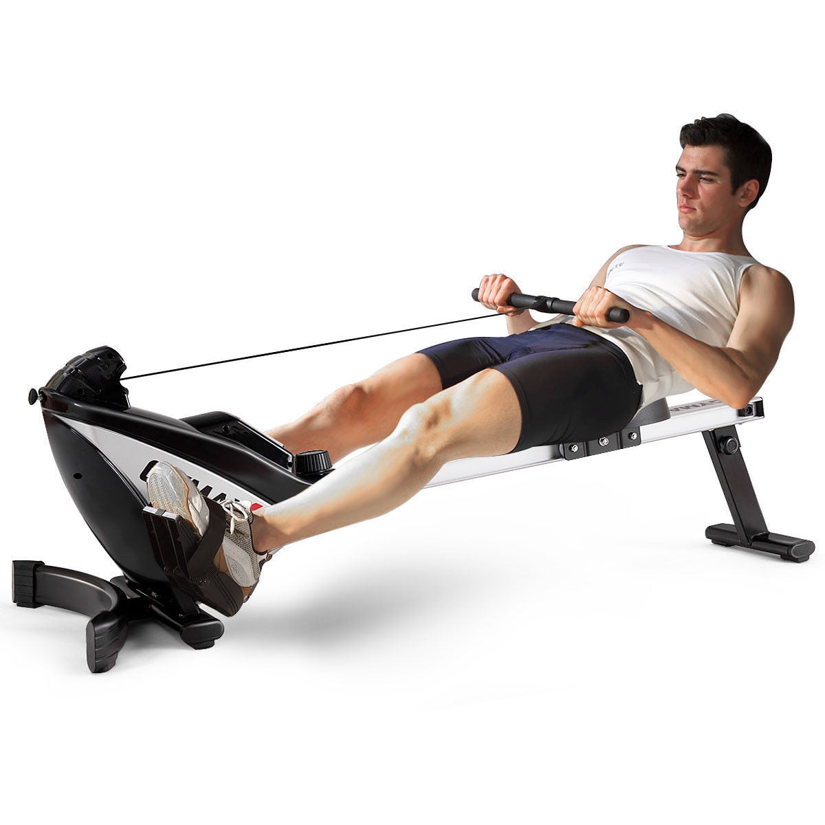 Gymax Folding Magnetic Rowing Machine Rower Exercise Cardio Adjustable Resistance