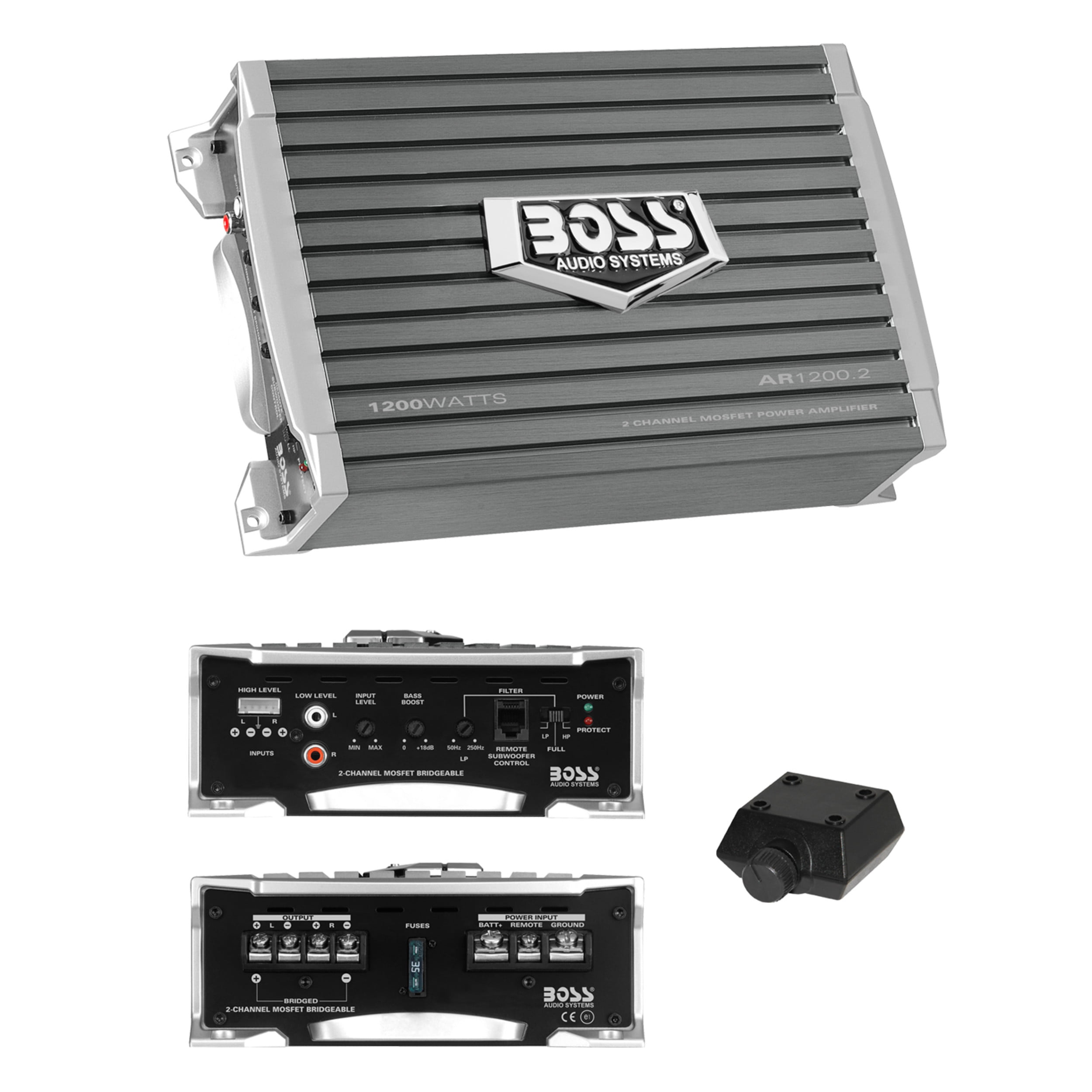 Boss Audio AR1200.2 1200 Watt 2-Channel Car Audio Amplifier Amp and Level Remote