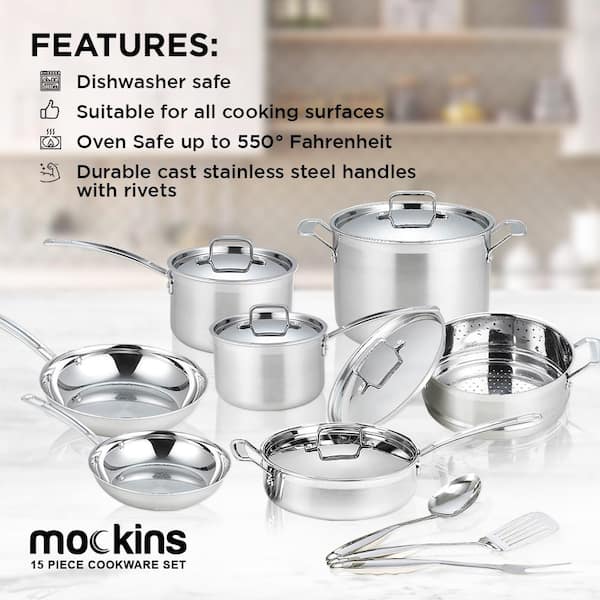 15-Piece Premium Grade Stainless Steel Cookware Set with Lids