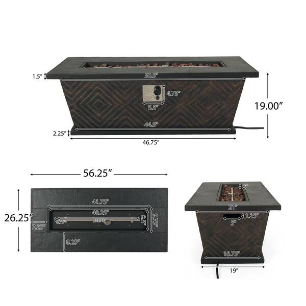 Abilene Brown Rectangular Stone Fire Pit (No Tank Holder)