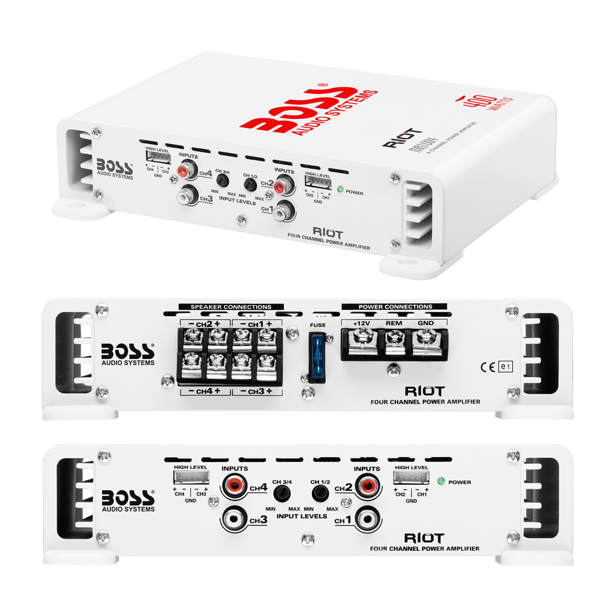 BOSS Audio Systems MR1004 4 Channel Marine 400 Watt Amplifier, Full Range