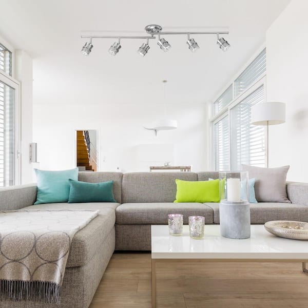 4 ft. Kearney 6-Light Brushed Nickel Foldable Track Lighting, Bulbs Included