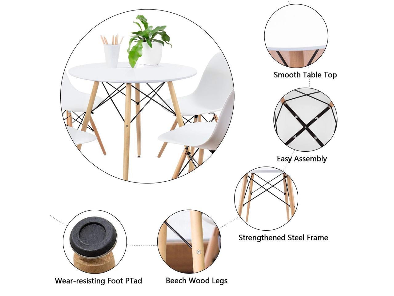 Lacoo Round Mid-Century Modern Dining Table