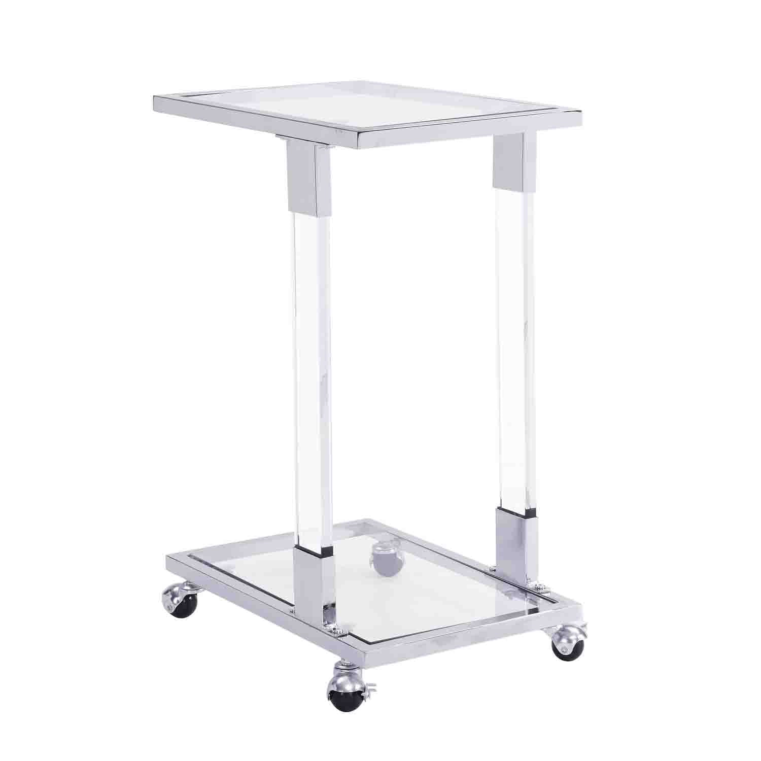 Gewnee Acrylic End Table,Removale Side Table with Tempered Glass Shelves,Chrome