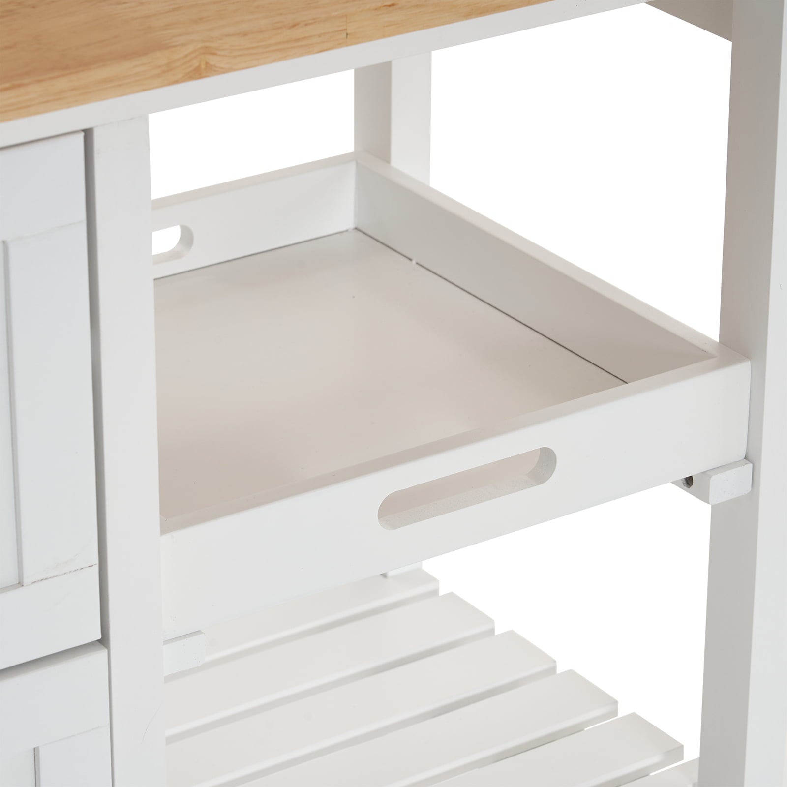 Ktaxon Wood Kitchen Trolley Cart Rolling Kitchen Island Cart Bar Cabinet Table with Drawers and Shelf White