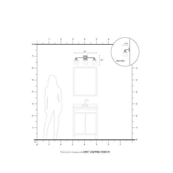 Aragon 3 Light Brushed Nickel Bath Vanity