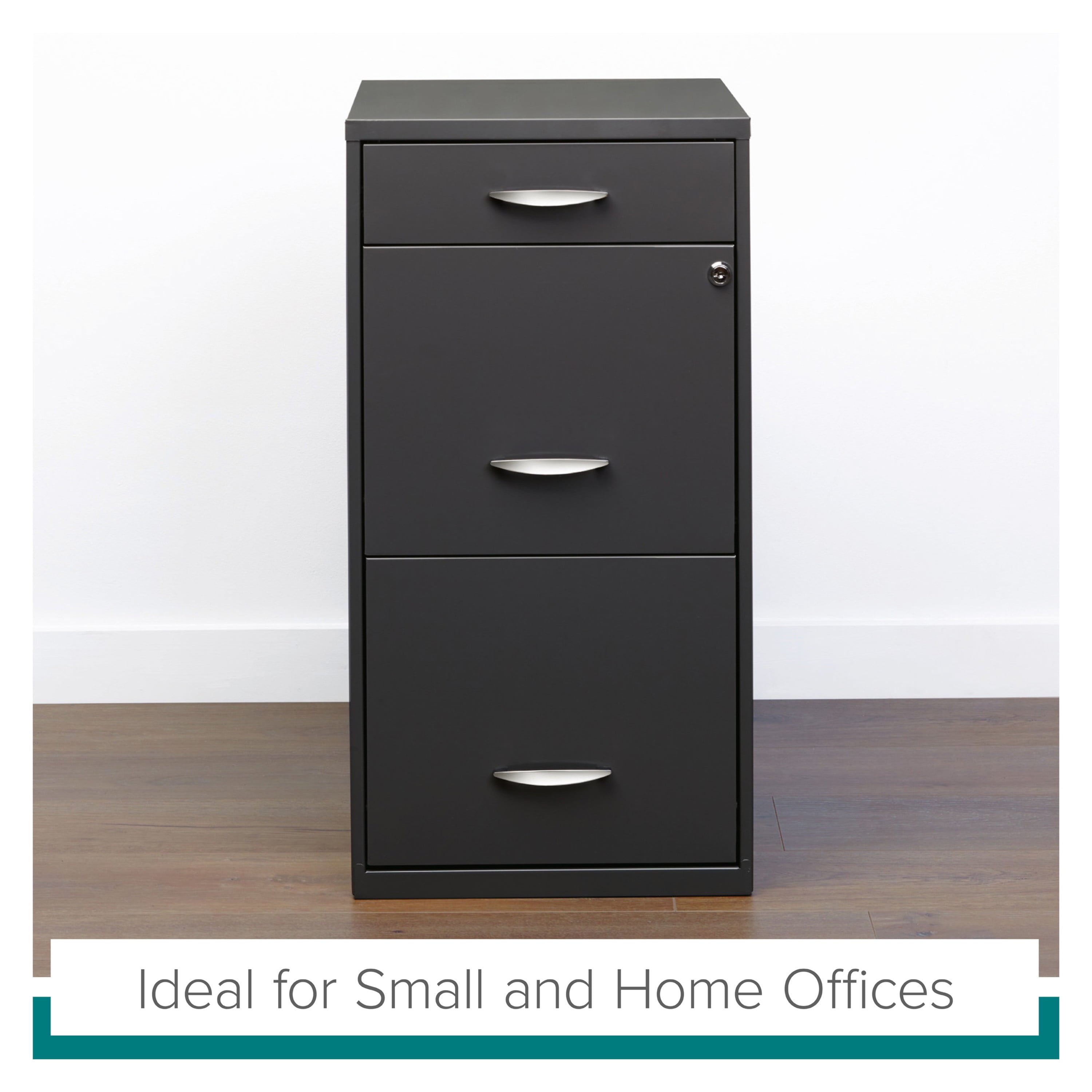 Space Solutions 3 Drawer Letter Width Vertical File Cabinet with Pencil Drawer, Charcoal