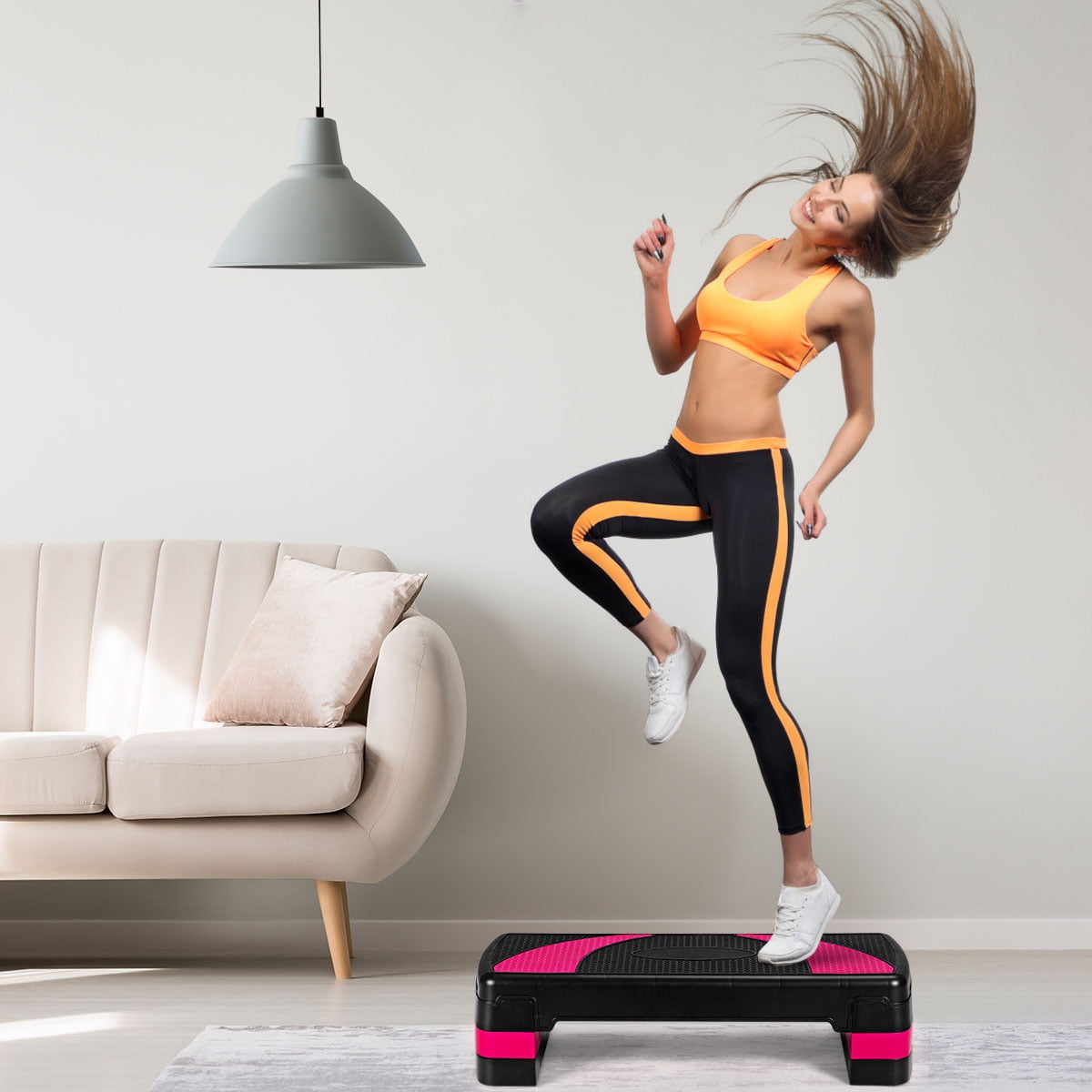 Costway 31'' Aerobic Exercise Stepper Cardio Trainer W/Riser Adjustable Height 4''- 6''- 8''