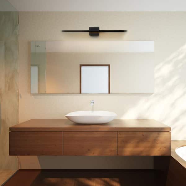 36 in. Matte Black LED Integrated Vanity Light with Frosted Diffuser