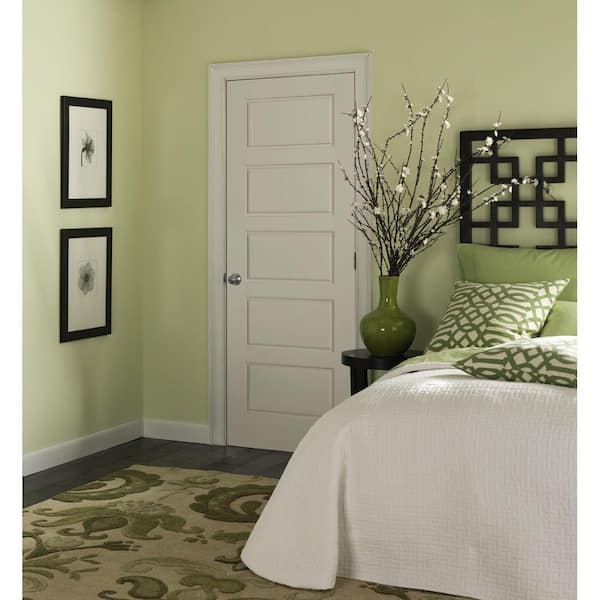 30 in. x 80 in. 5 Panel Riverside Smooth Equal Hollow Core Primed Composite Interior Door Slab