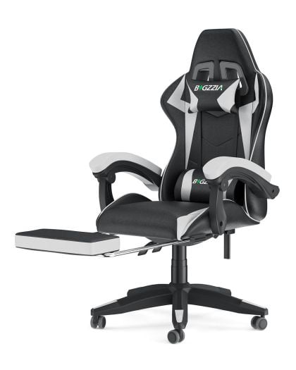 Bigzzia Gaming Chair Office Chair, Ergonomic Game Chair with Headrest & Lumbar Pillow, Black