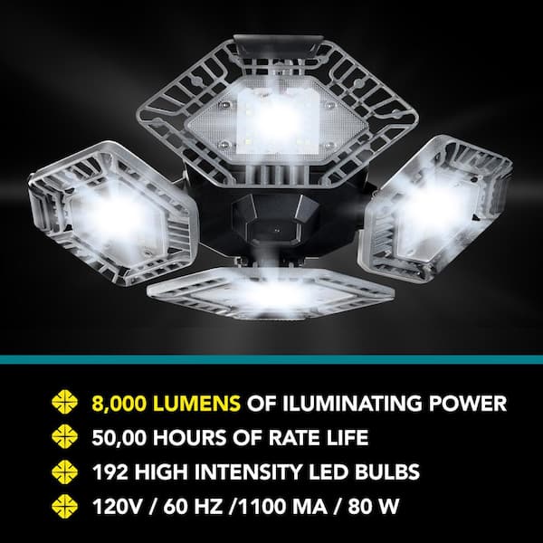 Quadburst Deluxe 10.62 in. Grey 4 Panel LED Flush Mount 8000 Lumens