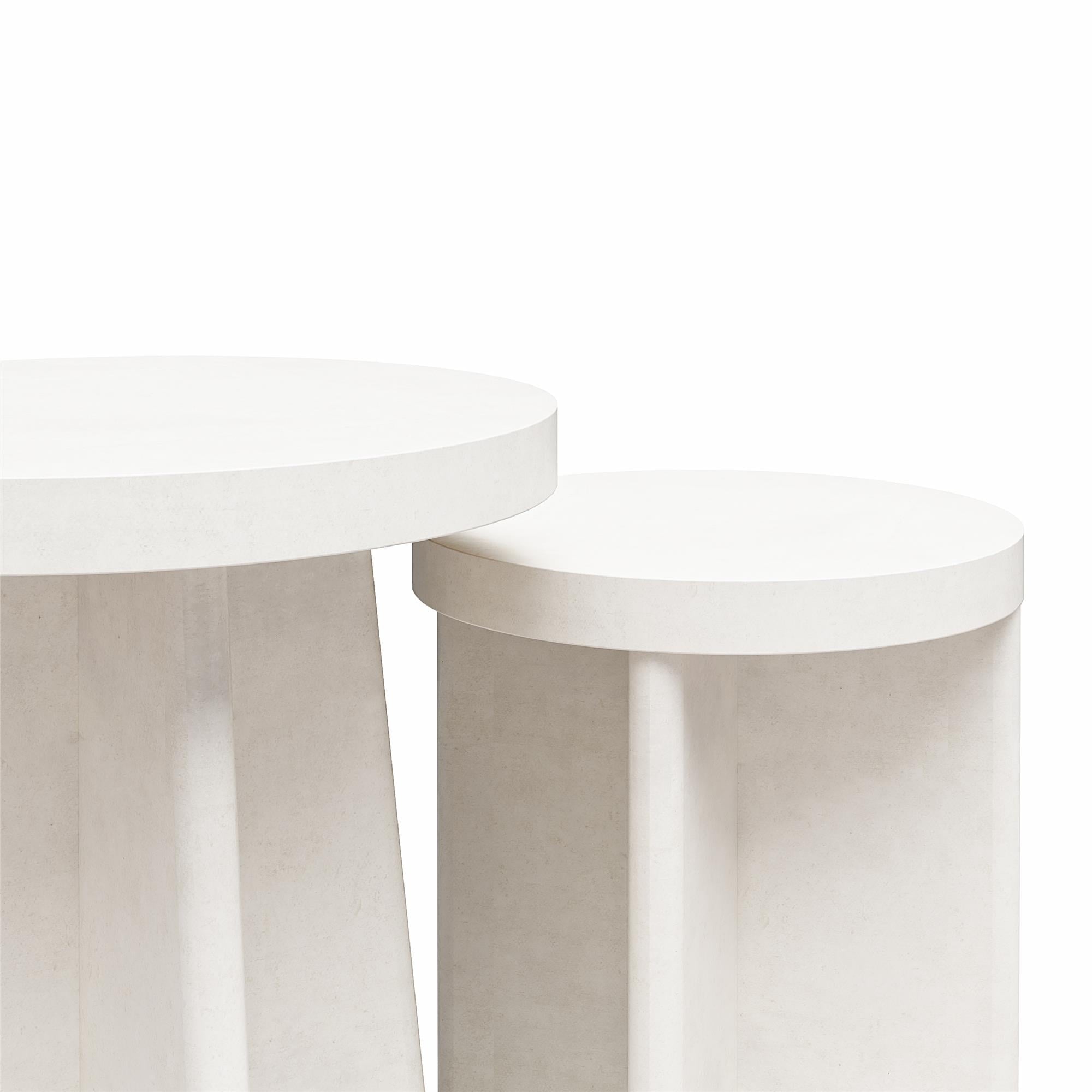Queer Eye Liam Round End Tables, Set of 2, Plaster