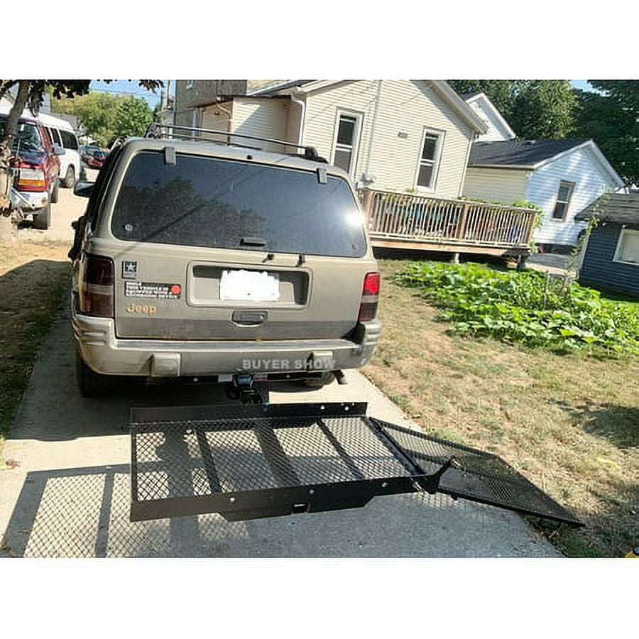 HECASA 500lbs Carrier Hitch Mounted Cargo Folding Scooter and Wheelchair Carrier Mobility Rack with Loading Ramp