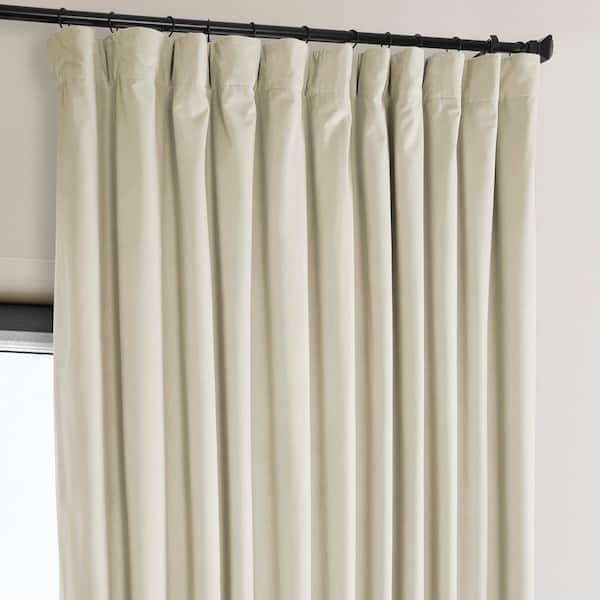 Au Lait Creme Ivory Heritage Plush Velvet Extrawide Room Darkening Curtain - 100 in. W x 120 in. L (1 Panel)