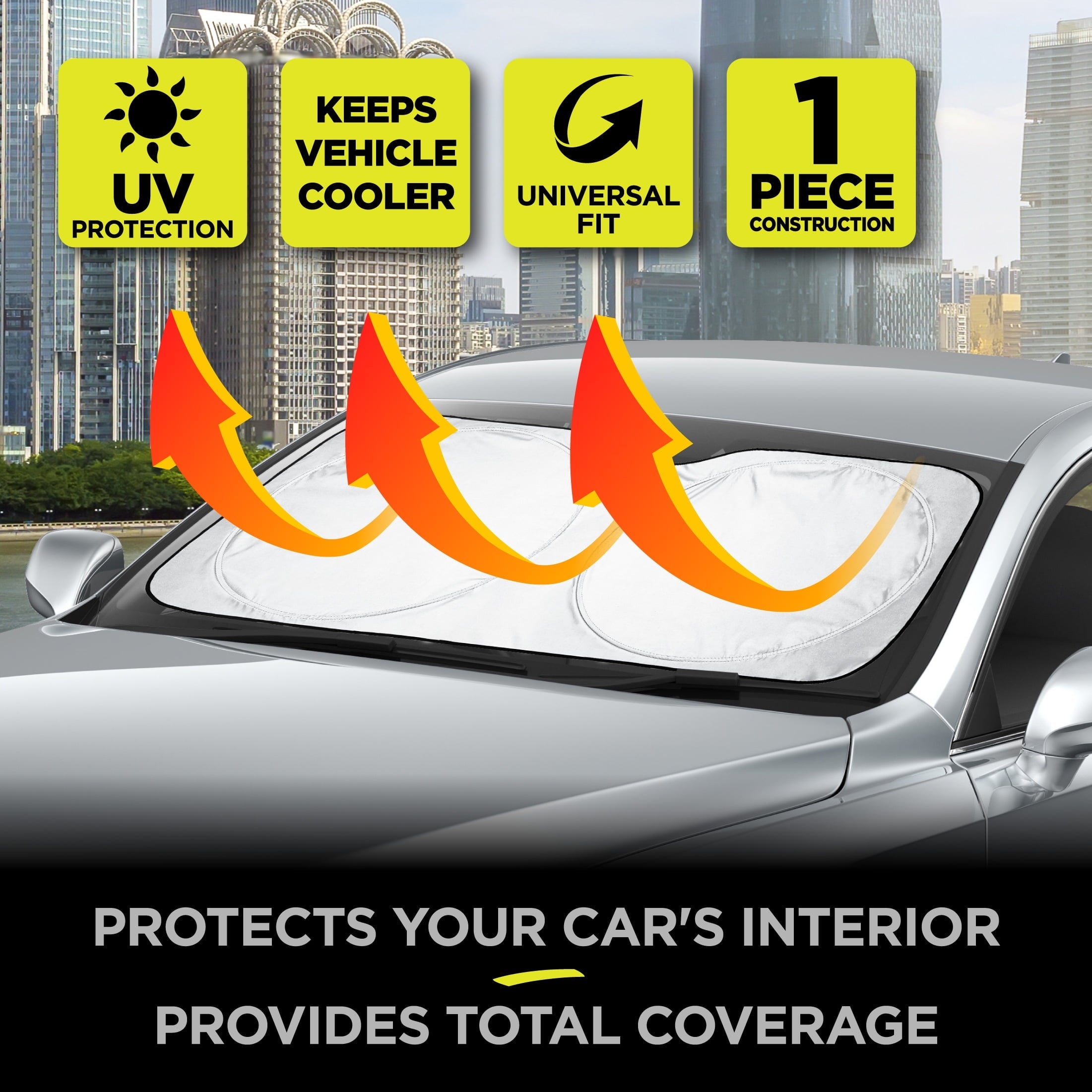 Auto Drive Double Rings Windshield AD22D-83 Twist Sun Shade 1 Pack, 63