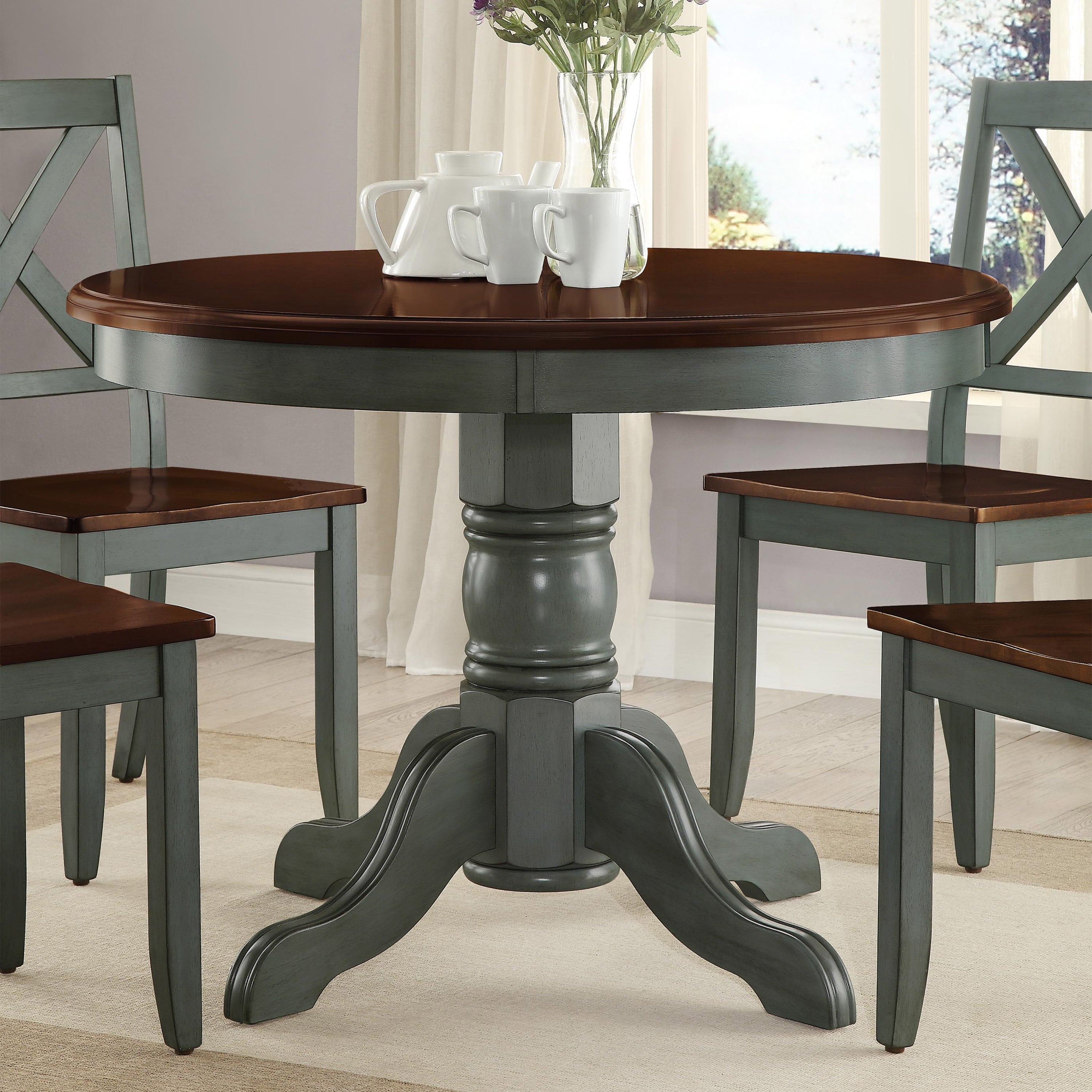 Better Homes & Gardens Cambridge Place Dining Table, Blue & Mocha Finish