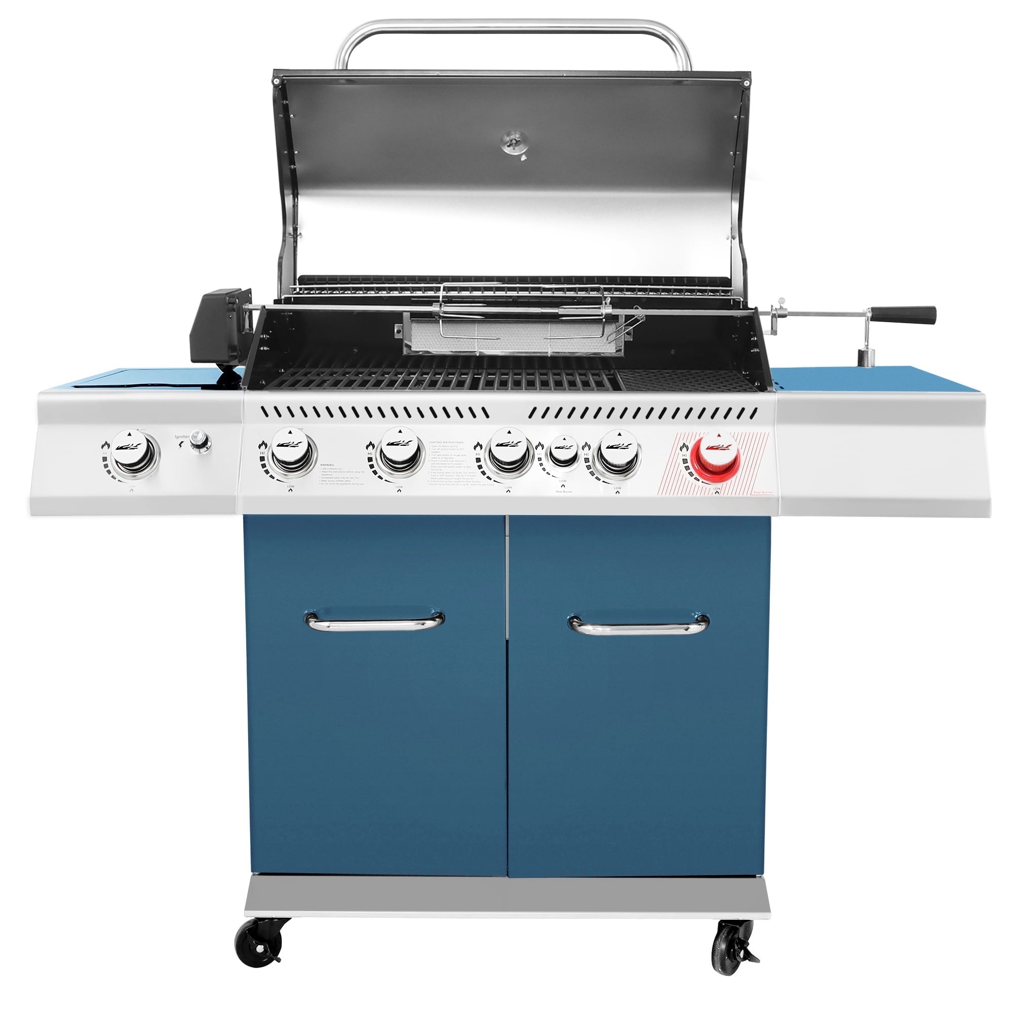 Royal Gourmet GA5403B 5-Burner BBQ Cabinet Style Gas Grill with Rotisserie Kit, Rear Burner, Rear Burner and Side Burner