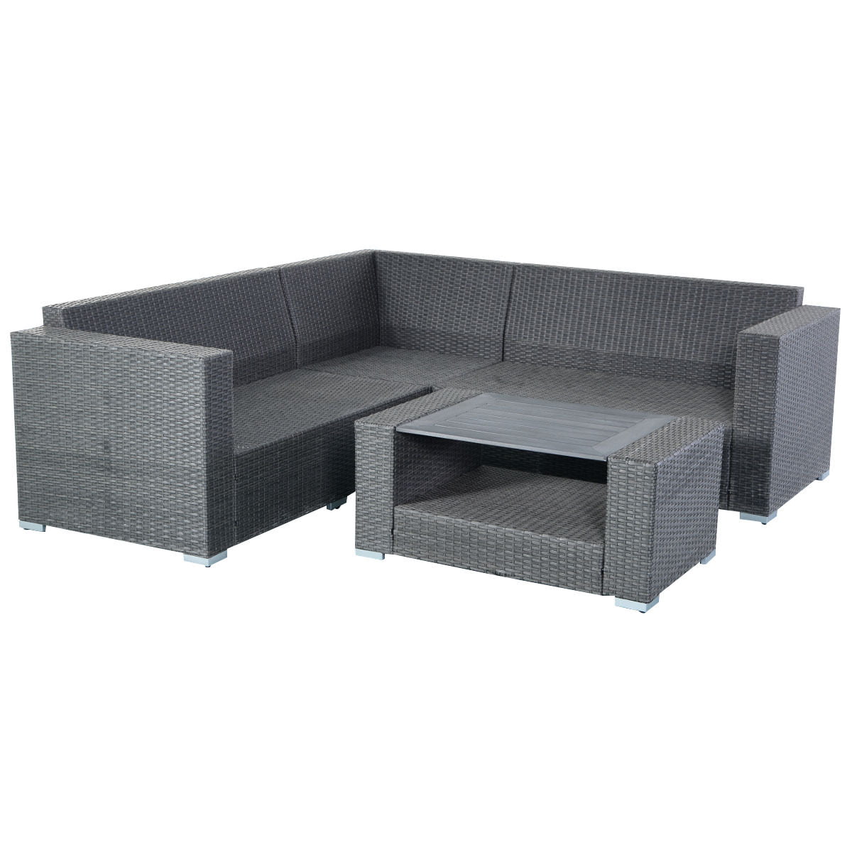 Costway 4 PCS 6 Seat Patio Garden Sofa Set Rattan Wicker Furniture Cushion