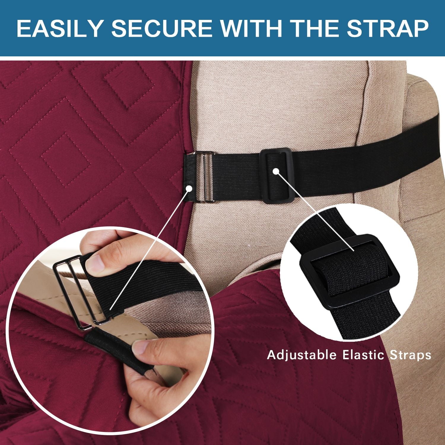 H.VERSAILTEX 1-Piece Reversible Quilted Recliner Pet Cover Protector, Burgundy