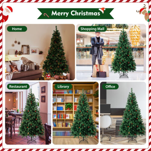 6ft Christmas Tree Artificial Pine Holiday Xmas Party Home Decoration+ LED Light