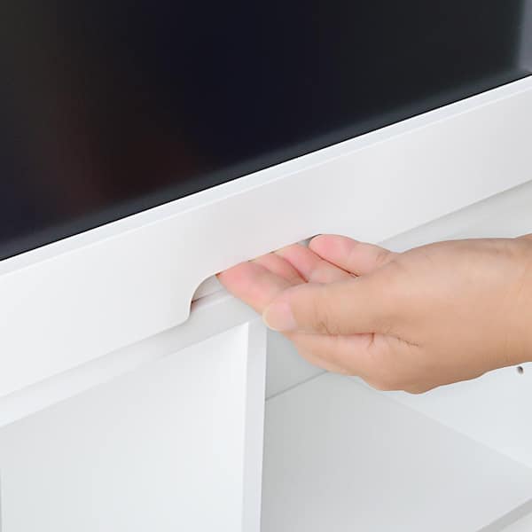 30 in. Rectangular White Floating Desk with Built-In Storage