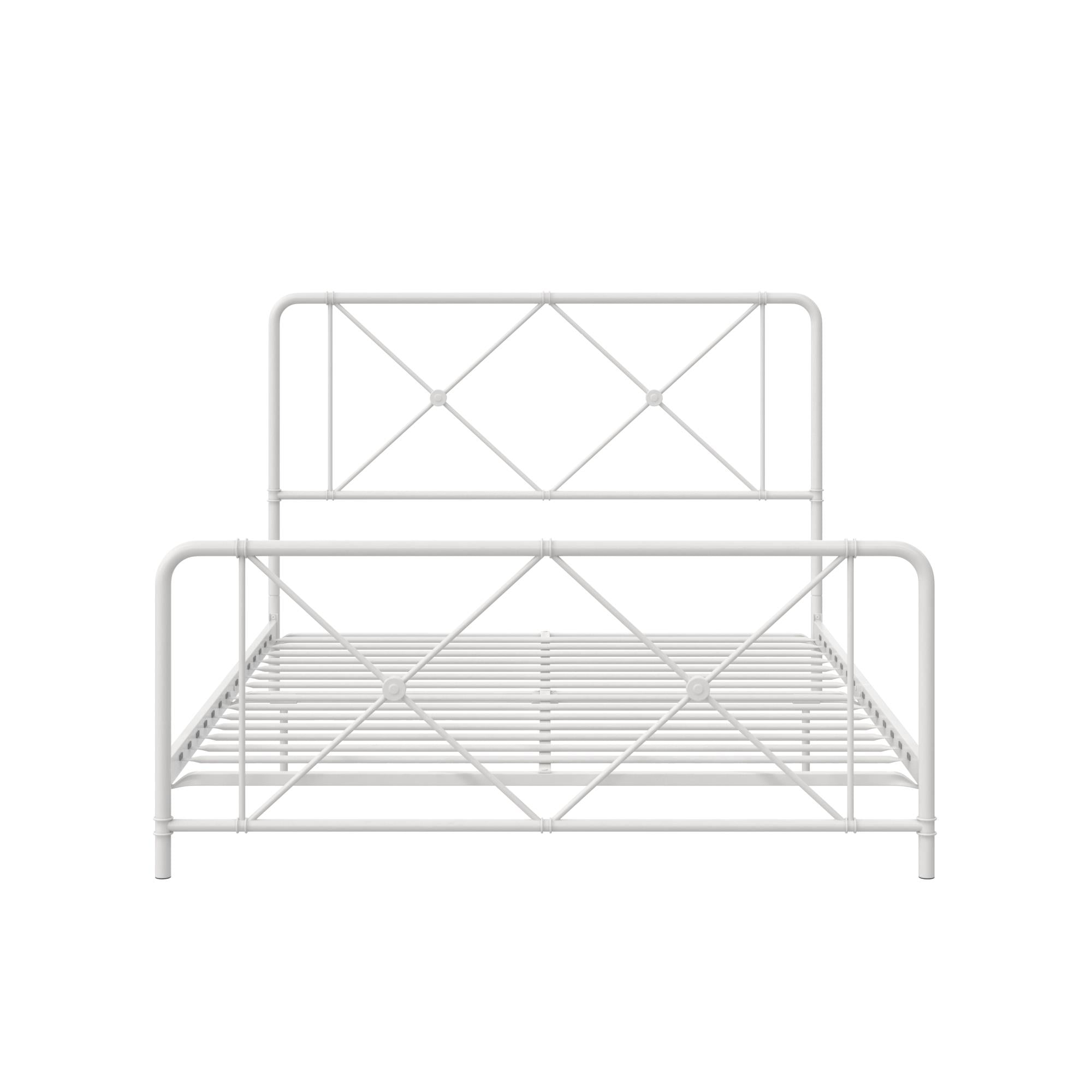 DHP Ally Metal Farmhouse Bed, Full, White