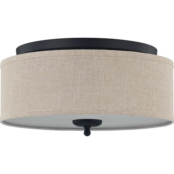 Blanche 16 in. 3-Light Matte Black Flush Mount