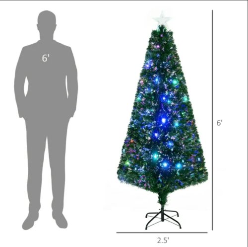 Artificial Christmas Tree Pre-lit Colorful Optic Led Lights - Free Shipping