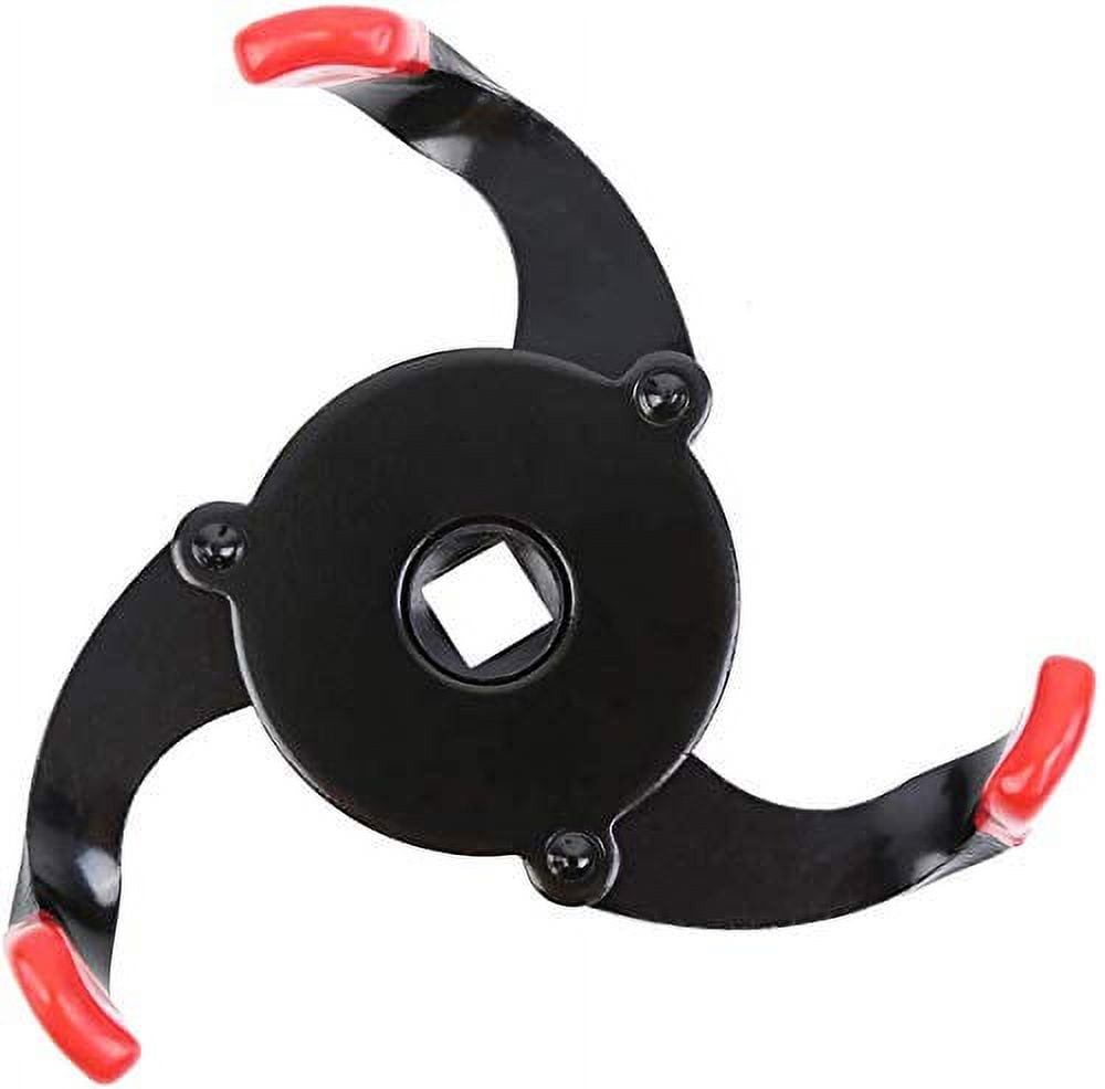 Universal Oil Filter Wrench Adjustable 3 Jaw Oil Filter Removal Tool Range 2.4 to 4.3 inch with 1/2'' Adapter 3/8'' Square Drive Socket