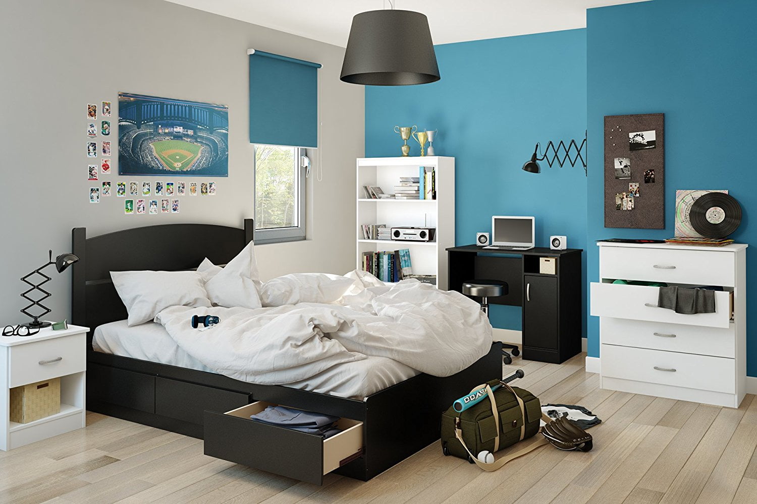 UBesGoo 4-Drawer Dresser Pure White with Metal Handles Bedside Night Stand Bedroom, White