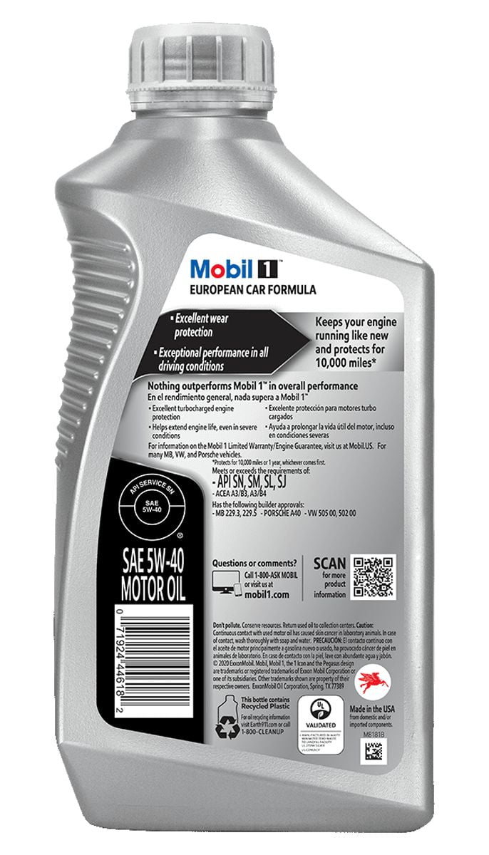 Mobil 1 5W-40 - Full Synthetic, 1 quart bottle, sold by each