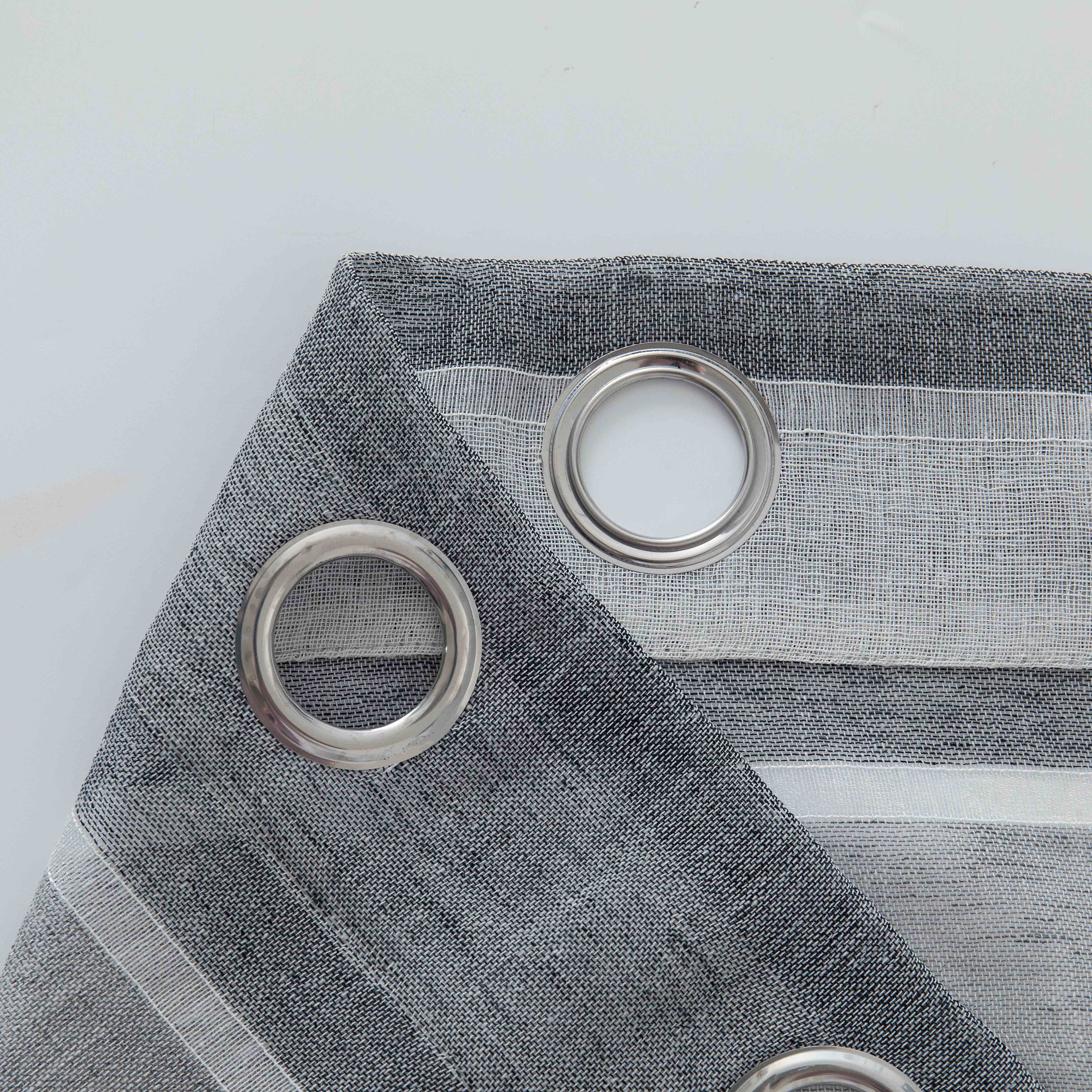 Moutainwind Striped Semi-Sheer Grommet Curtain Panels (Set of 2), Grey, 52