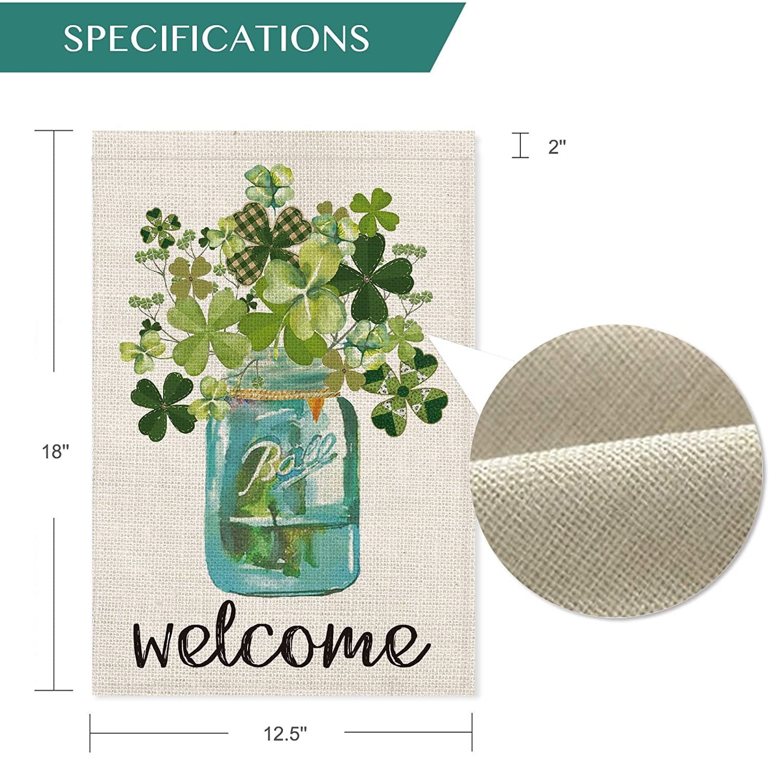 AVOIN Welcome Watercolor Lucky Clover St Patrick's Day Garden Flag Vertical Double Sided, Shamrock Jar Yard Outdoor Decoration 12.5 x 18 Inch