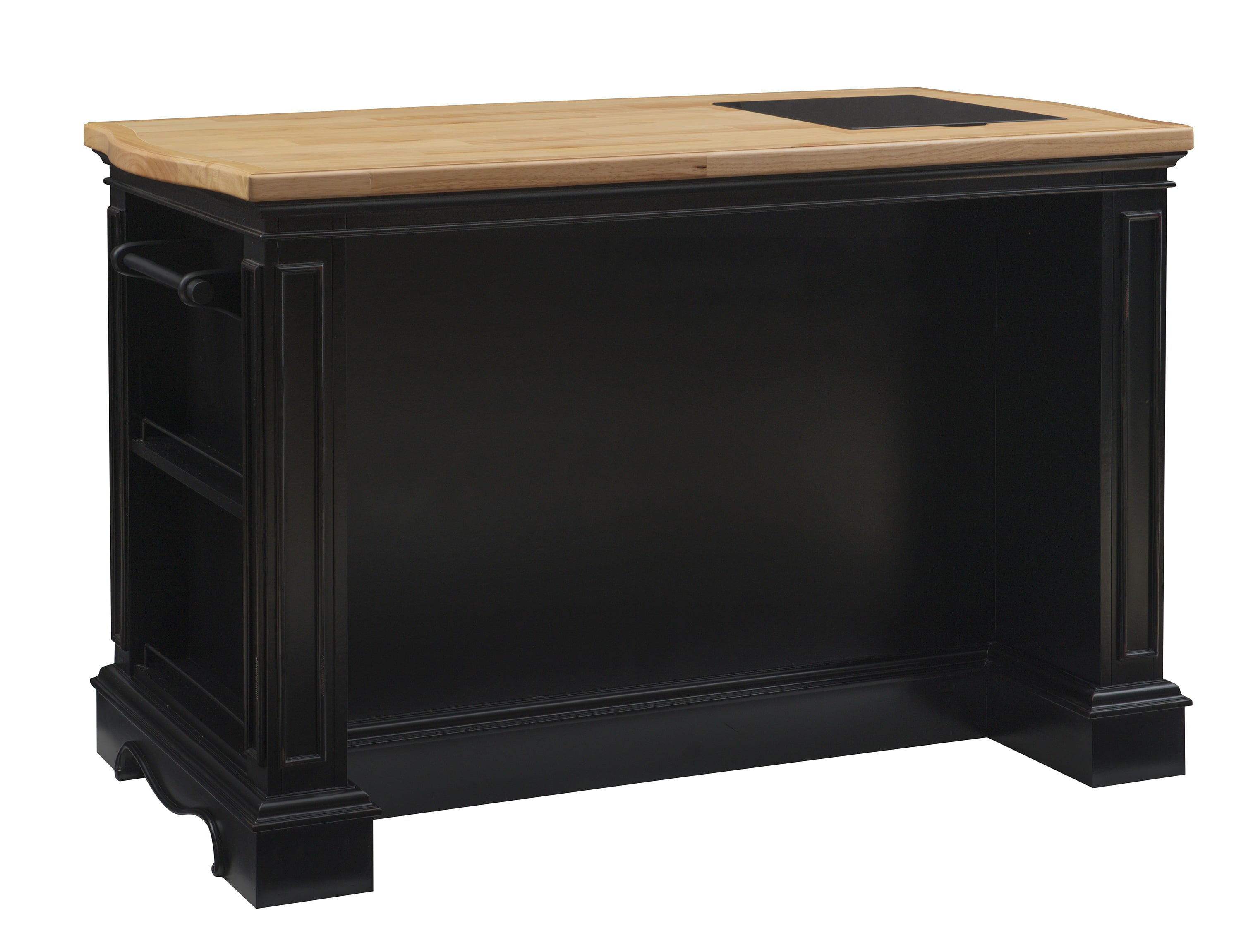 Pennfield Kitchen Island with Black Granite Removable Cutting Surface, Black and Natural