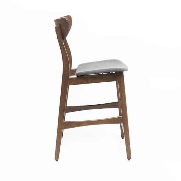 Gavin 36.4 in. Dark Grey/Walnut Fabric Counter Chairs (Set of 2)