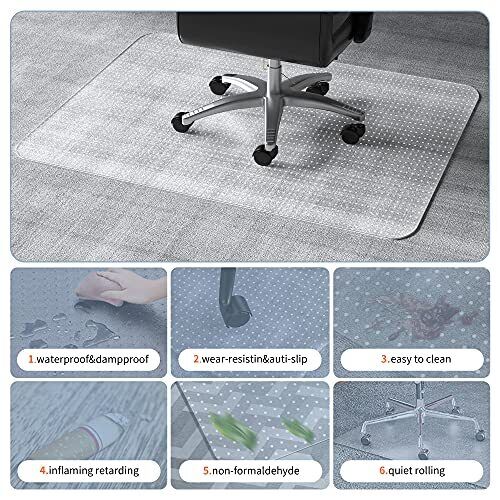 WASJOYE Office Chair Mat for Carpeted Floor with Lip, 36 x48 Inch Transparent...
