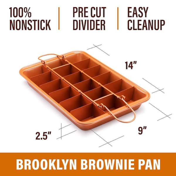 Brooklyn Brownie Non-Stick Baking Pan with Built-in Slicer (18-Brownies Capacity)
