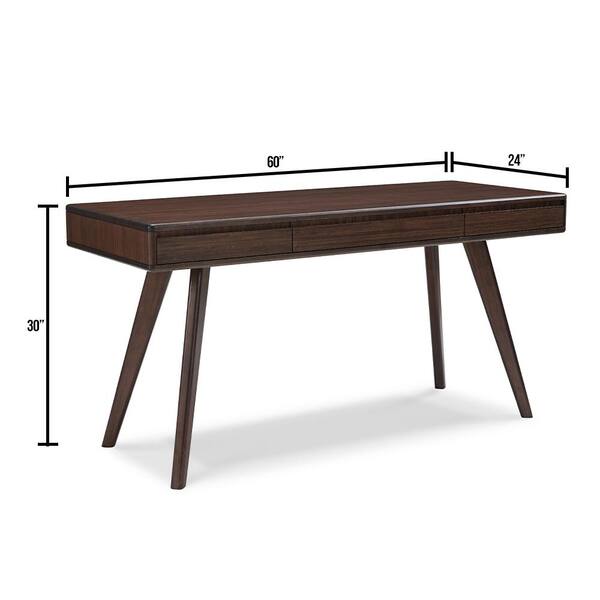 Currant 60 in. Rectangular Wood 1 Drawer Black Walnut Writing Desk