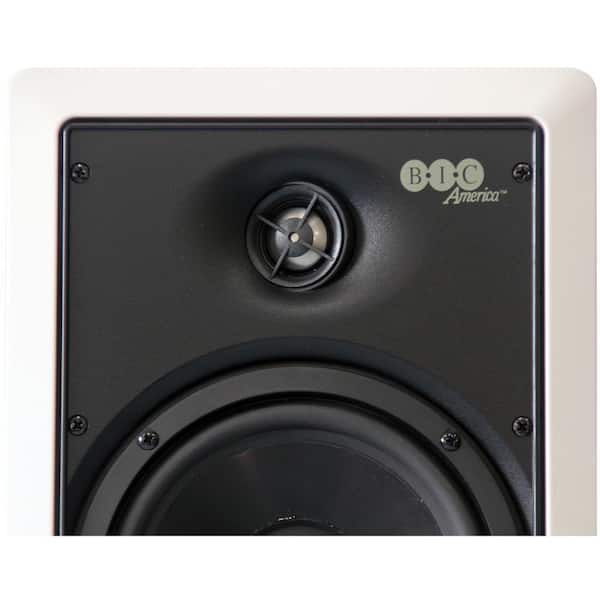 150W 6.5 in. Weather-Resistant In-Wall Speakers with Pivoting Tweeters- Metal and Cloth Grills