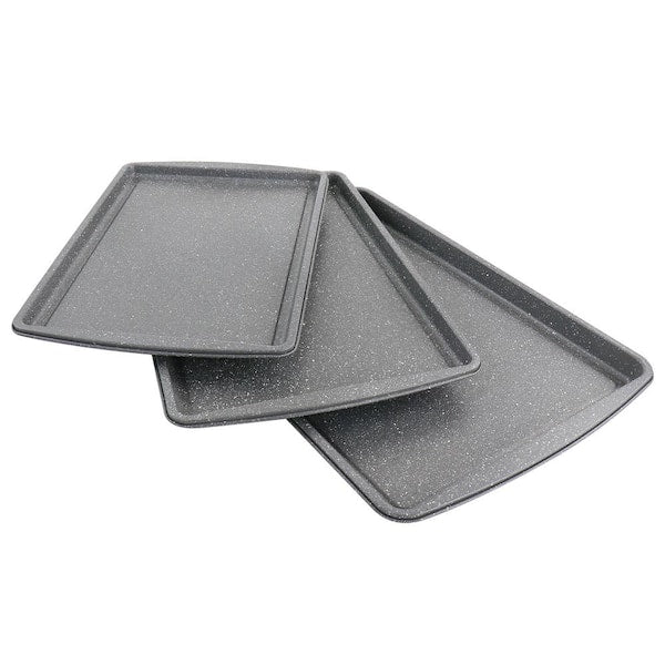 3-Piece Carbon Steel Cookie Sheet Set in Greystone